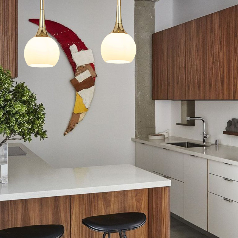 Luminaire suspendu 1 lumière avec cage en métal et verre opale 