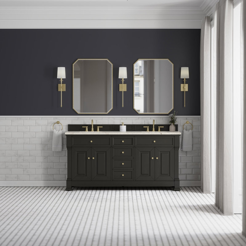 Brookfield 71.75'' W Double Bathroom Vanity Base, Black Onyx