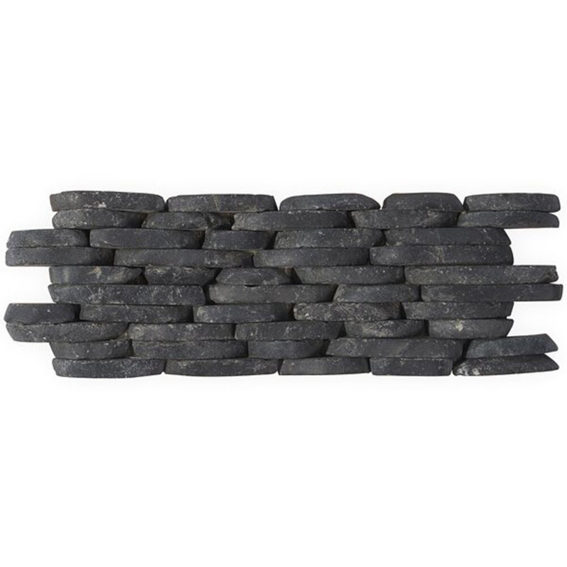 Nature Stacked Lovina Pebble Mosaic Tile, Black