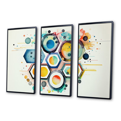 «Diamanto Hexagon and Circular Abstract III», reproduction de 3 pièces