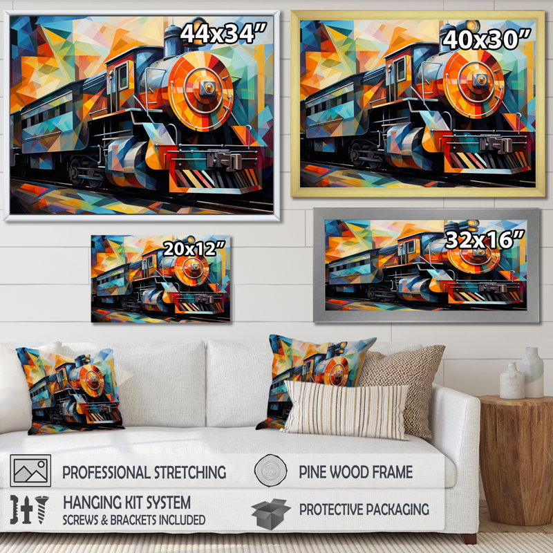 " Abstract Train Cubist Expressions I ", Wrapped Canvas, 12" H x 20" W x 1" D