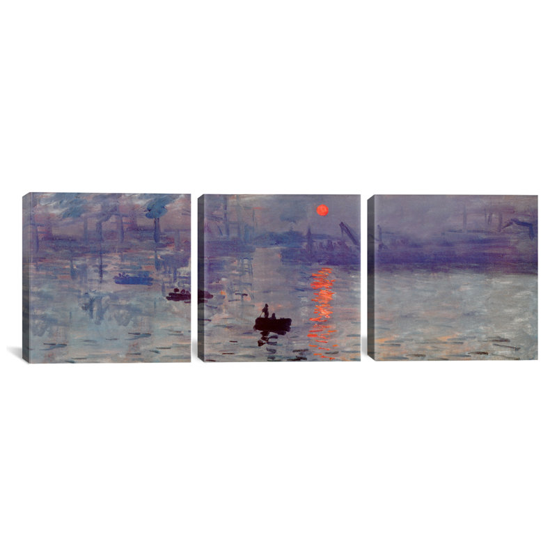 Miko «Sunrise Impression» par Claude Monet, ensemble de 3 reproductions d'art sur toiles tendues
