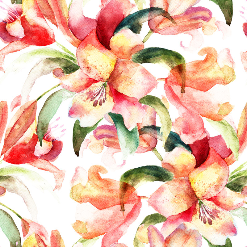Lily Flowers by Ateli - Wrapped Canvas Painting, 30cm H x 30cm W