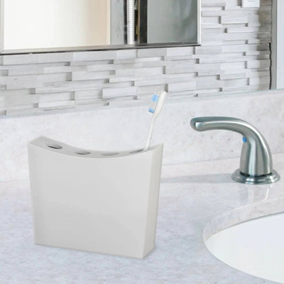 Porte-brosse à dents Oneita | Support compact à fentes multiples pour brosses à dents, rasoirs et accessoires de maquillage | Résine blanche