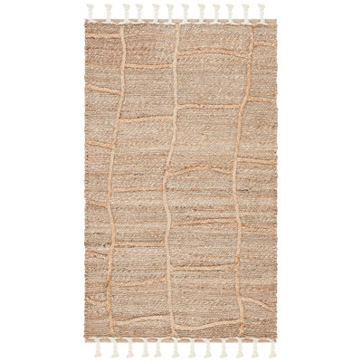 Tapis de couleur unie en jute naturel tissé à la main Digiacomo