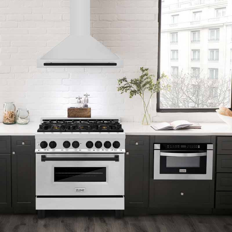 ZLINE 36 in. Autograph Edition Convertible Stainless Steel Range Hood with Stainless Steel Shell, Stainless Steel/Matte Black