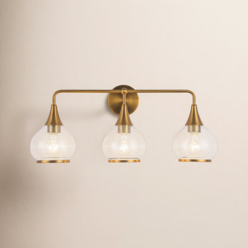 Éclairage pour meuble-lavabo Marsi, Verre transparent, Doré vieilli, 3