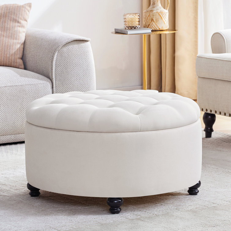 Daquasha 30" Wide Tufted Round Cocktail with Storage- LEGS MISSING