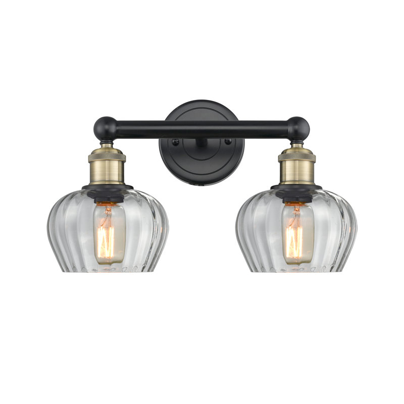 Éclairage pour meuble-lavabo à 2 lumières, Transparent, Laiton antique noir
