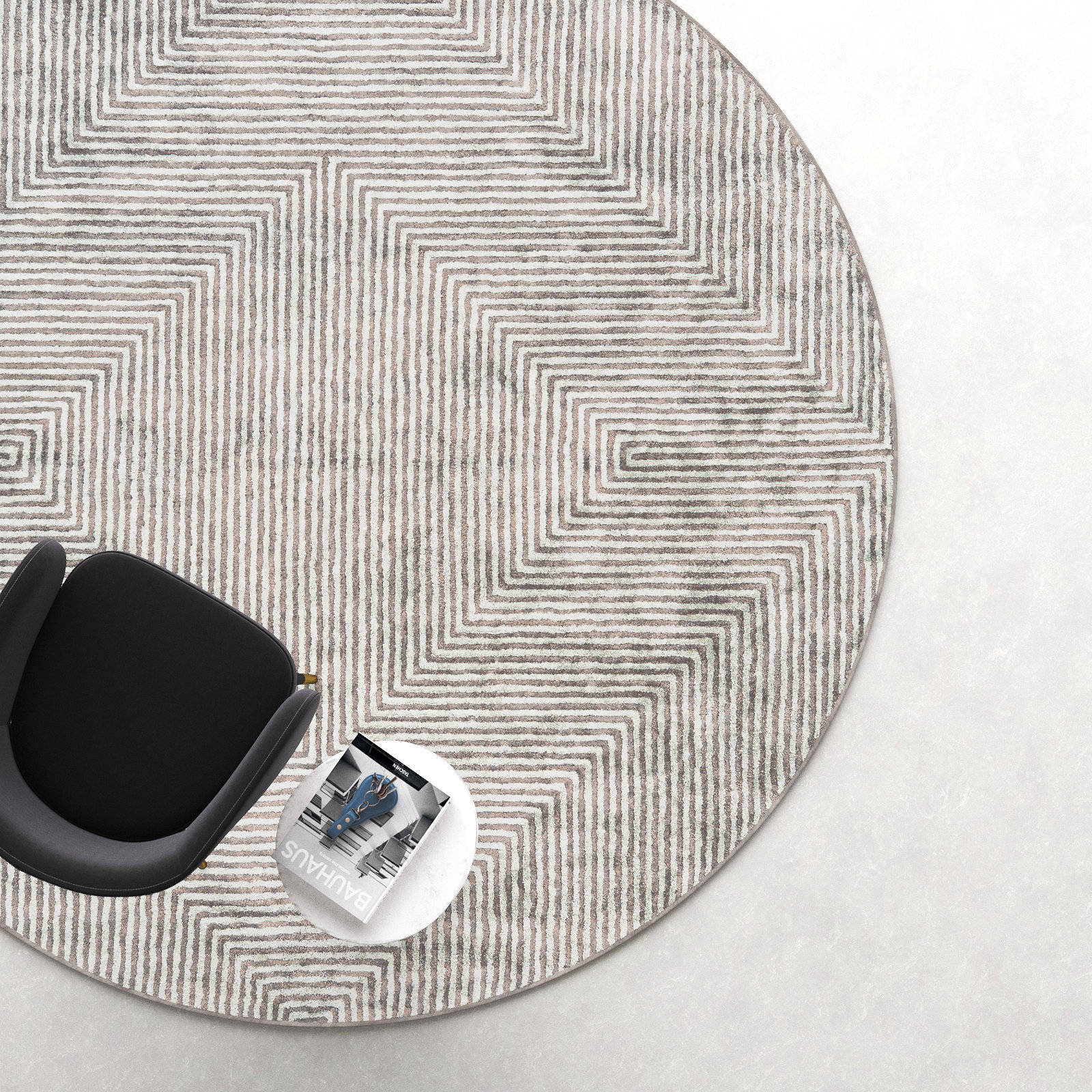 Balos Hand-Tufted Geometric Viscose Rug, Round 8'