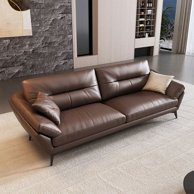 Brown Genuine Leather Standard Sofa cushion Loveseat