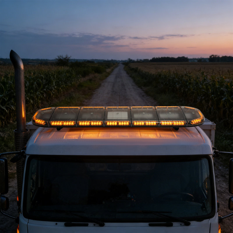  60" Amber LED Strobe Light Bar Roof Mount Emergency Flashing Light with 16 Flash Patterns for Universal Trucks