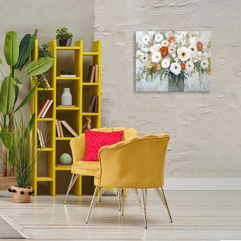 Toile ivoire et rubis, design par Franklyn Gregory, H 24 po x l 30 po