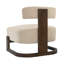 Fauteuil lounge Solven de style moderne du milieu du siècle, sans accoudoirs, avec piètement en bois courbé et coussin de dossier cylindrique, idéal pour le salon ou le coin lecture.-135338026-135338027