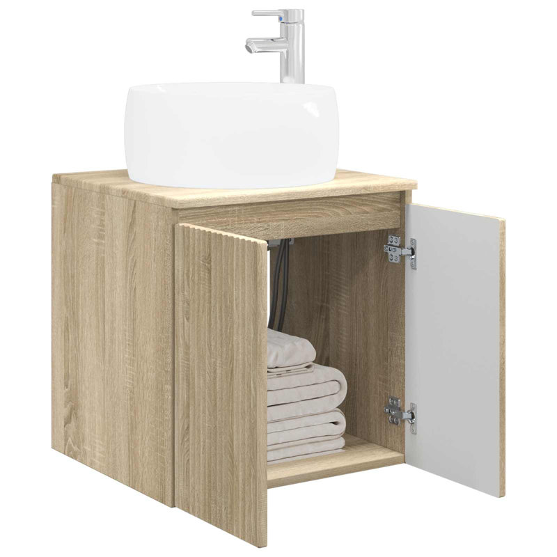 Single Bathroom Vanity with Ceramic Basin, Sonoma Oak