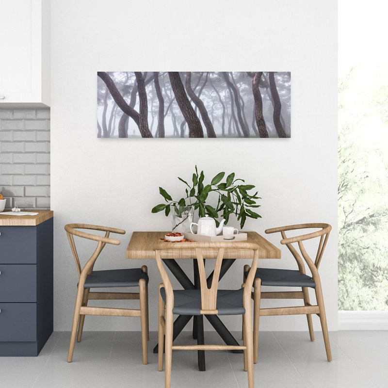 Art mural paysage de forêt de pin brumeux, H 36 po x l 12 po