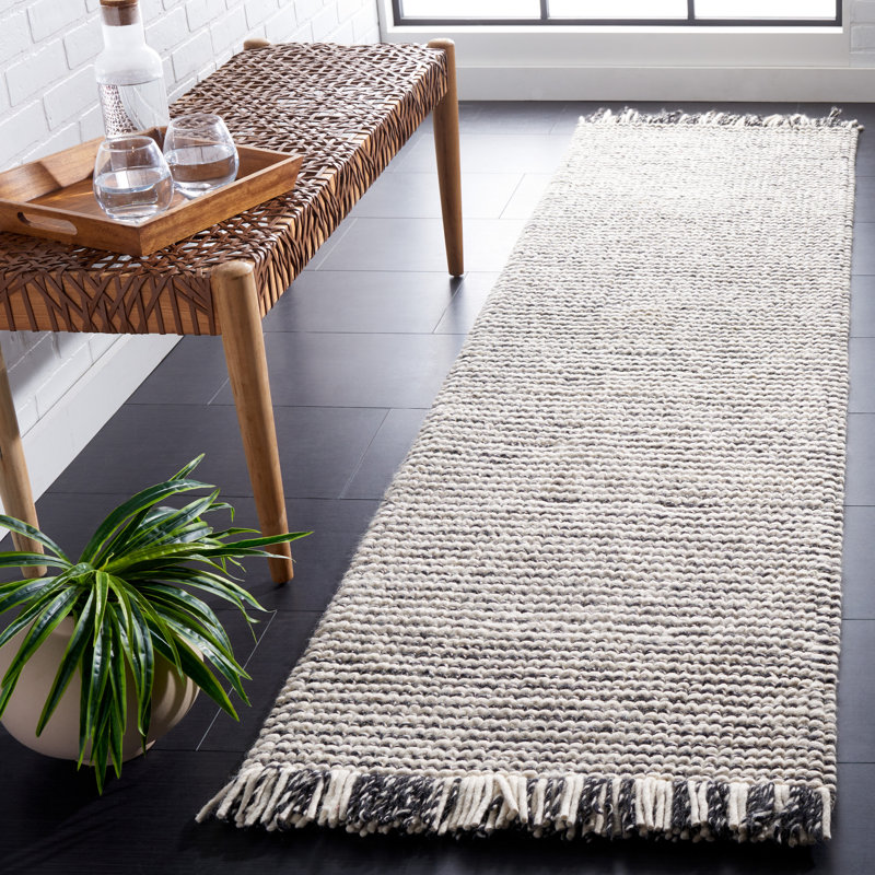 Tapis en laine / coton gris Breilynn, Tapis de couloir 2 pi 3 po x 8 pi