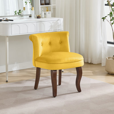 Tufted Upholstered Velvet Vanity Chair with Solid Wood Legs