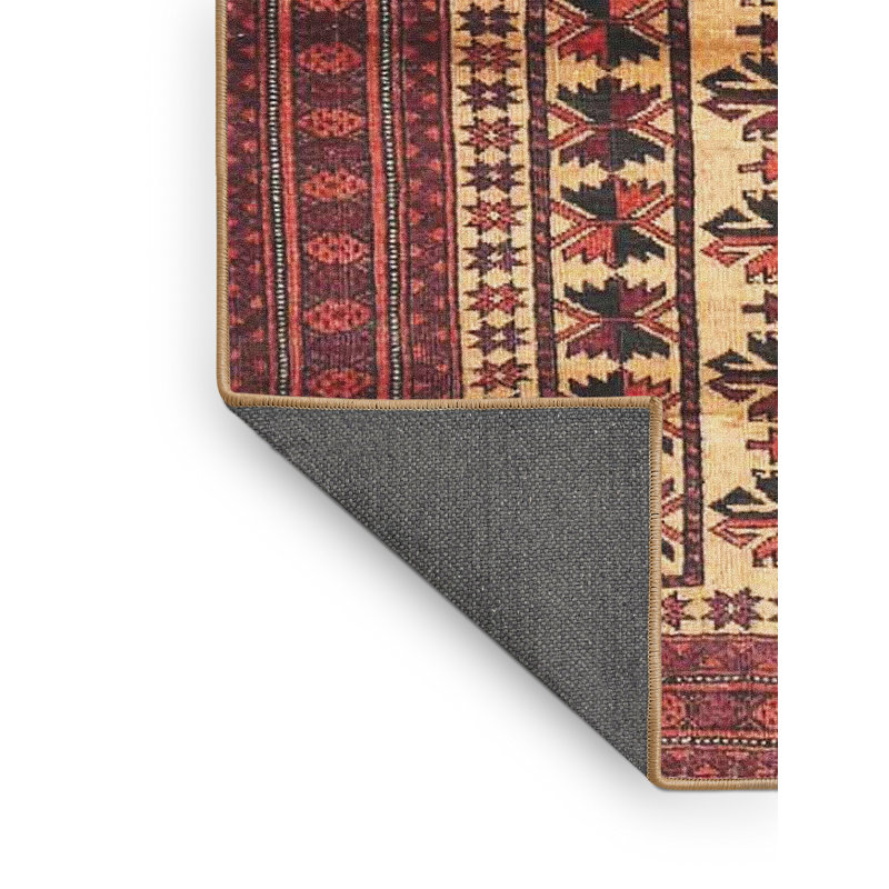 Tapis traditionnel rouge / beige, Rectangle 5 pi x 8 pi