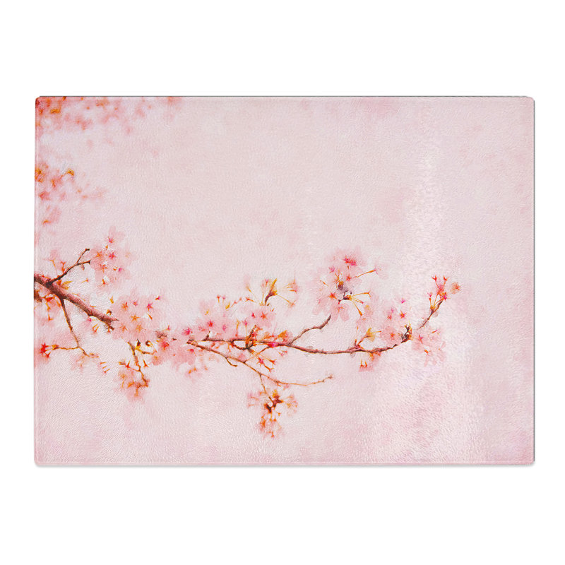 Pink Cherry Blossom Art  Glass Chopping Board