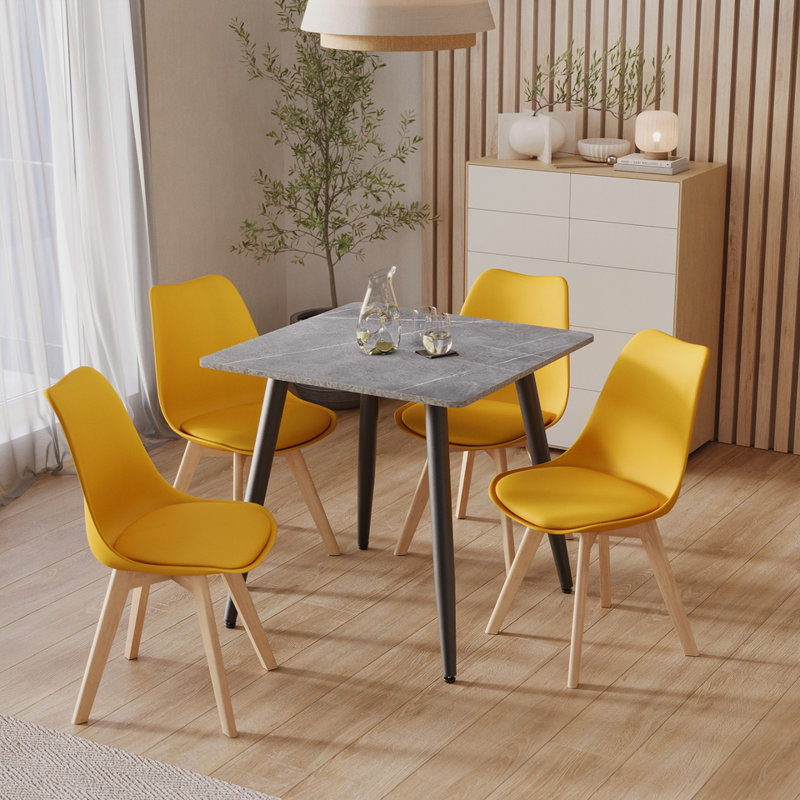 4 - Person Dining Set, Yellow, Grey