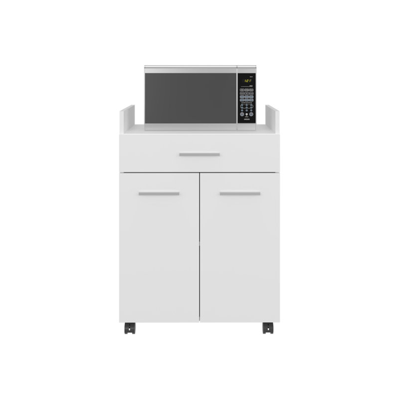 Burnside Kitchen Cart, White, Engineered Wood