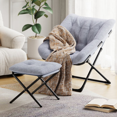 Upholstered With Footstool Accent Chair