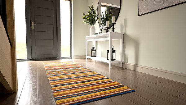 Runner Striped Wool Hand Knotted 70cm X 240cm Area Rug
