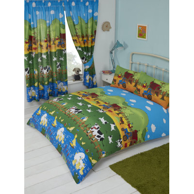 FARMYARD FRIENDS DUVET SET Blue/Green/White 132 TC