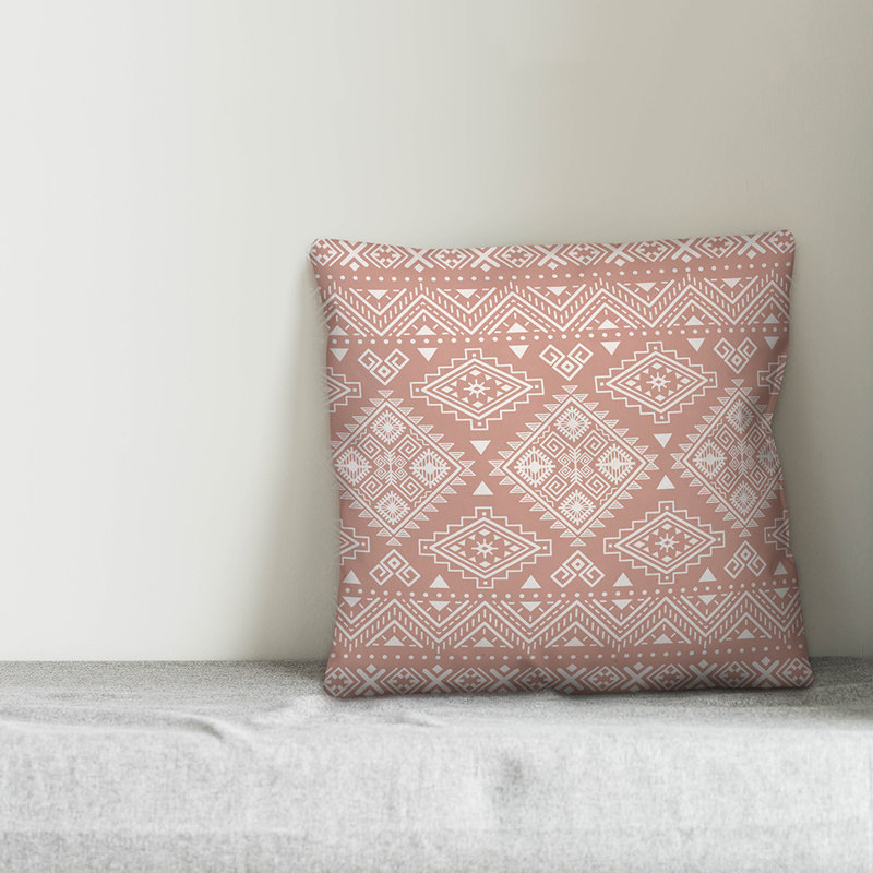  Coussin Tribal, 20 po x 20 po, Rosé