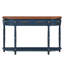 Console rétro en bois courbé, canapé demi-lune circulaire de 52 pouces avec tablette ouverte et 2 tiroirs, table d'entrée en bois massif pour le salon, couloir, bleu marine et plateau brun
