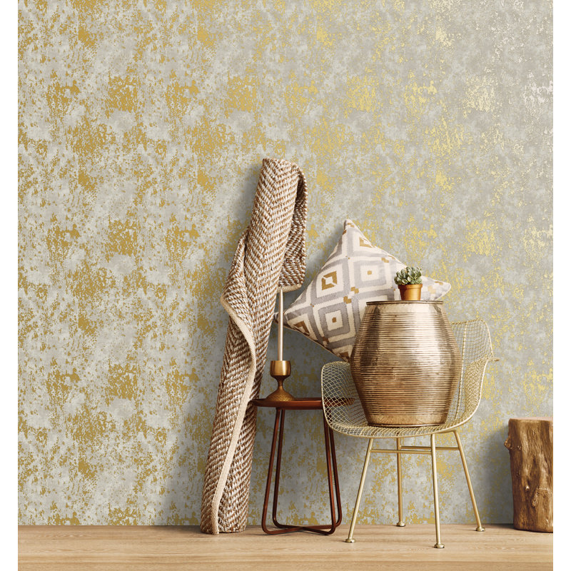 Metallic FX Industrial Texture 33' L x 21" W Wallpaper Roll, Beige