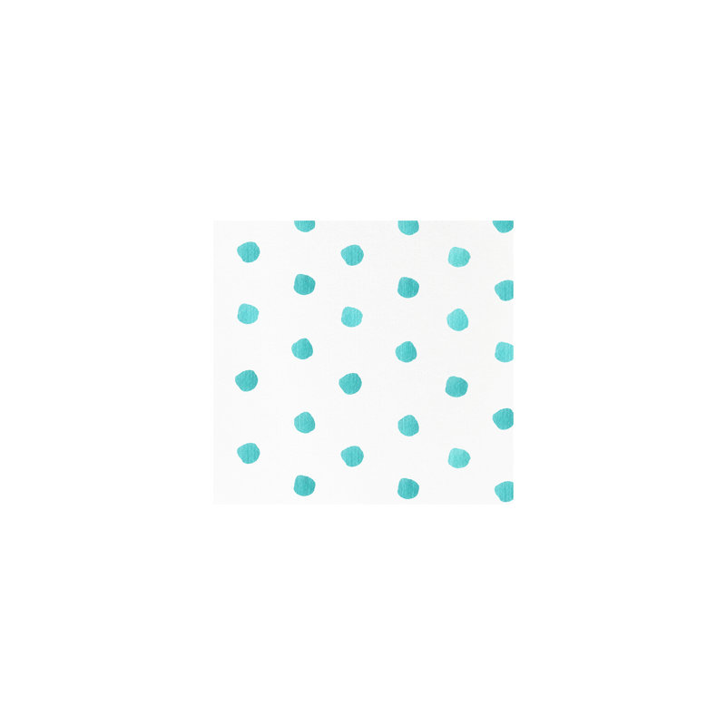 Papersoft Spunlace Polka Dots Square Napkin, Aqua, 10" Square