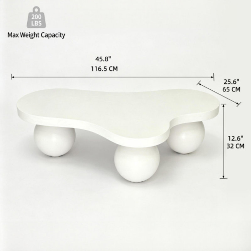 Table basse en forme de nuage, Blanc
