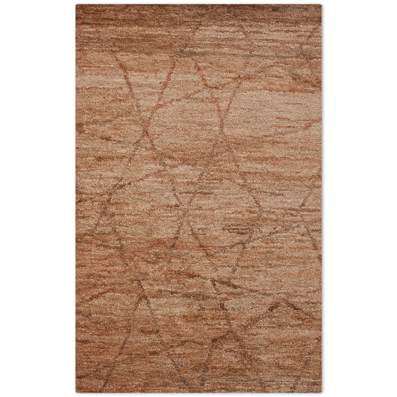 Tapis Sainte-Catherine en jute écologique noué à la main - 152 x 244 cm, rectangulaire, beige brun, motif moderne et contemporain, poils longs, fibre naturelle, tapis intérieur/extérieur fait main pour salon, chambre