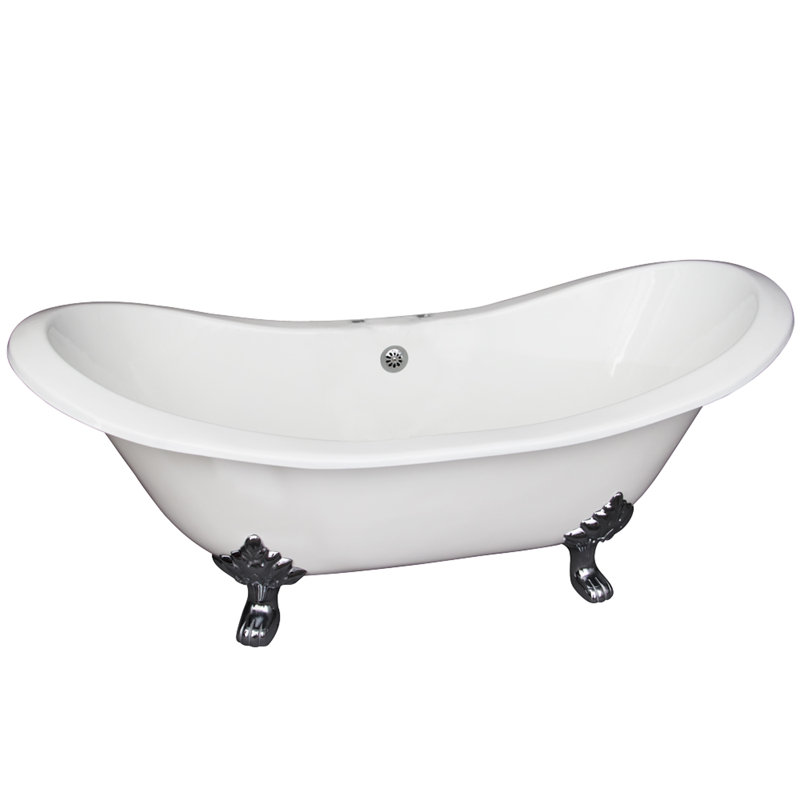 Macon 61'' x 29.75'' Soaking Cast Iron Bathtub, Bisque