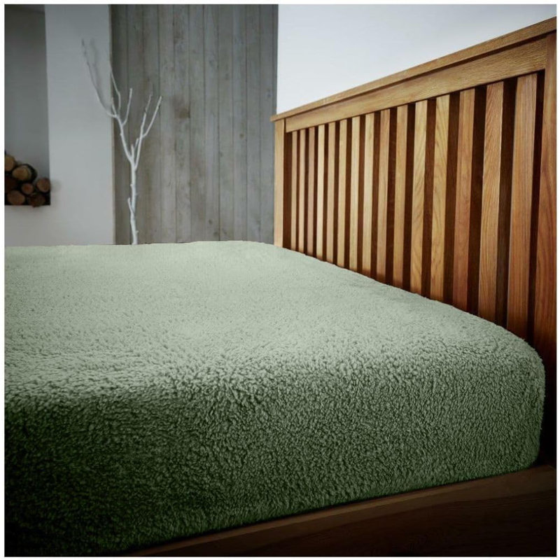 Teddy Plain Fitted Sheet, Single, Sage Green