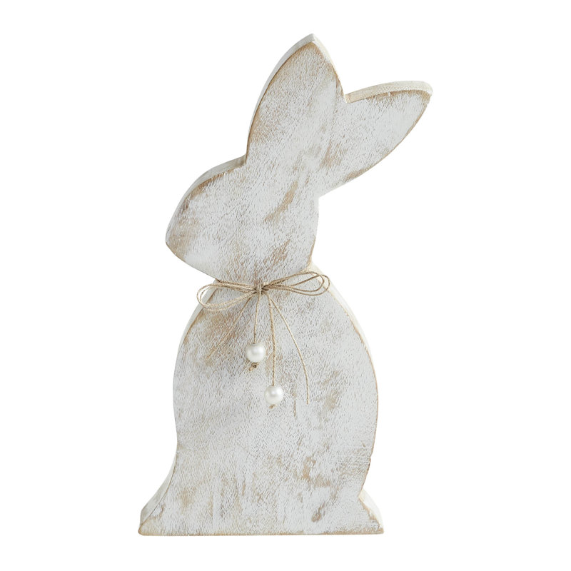 Spring In Bloom Wooden Upright Bunny Silhouette w/ Twine, 13.75" H x 6.75" W x 1.5" D
