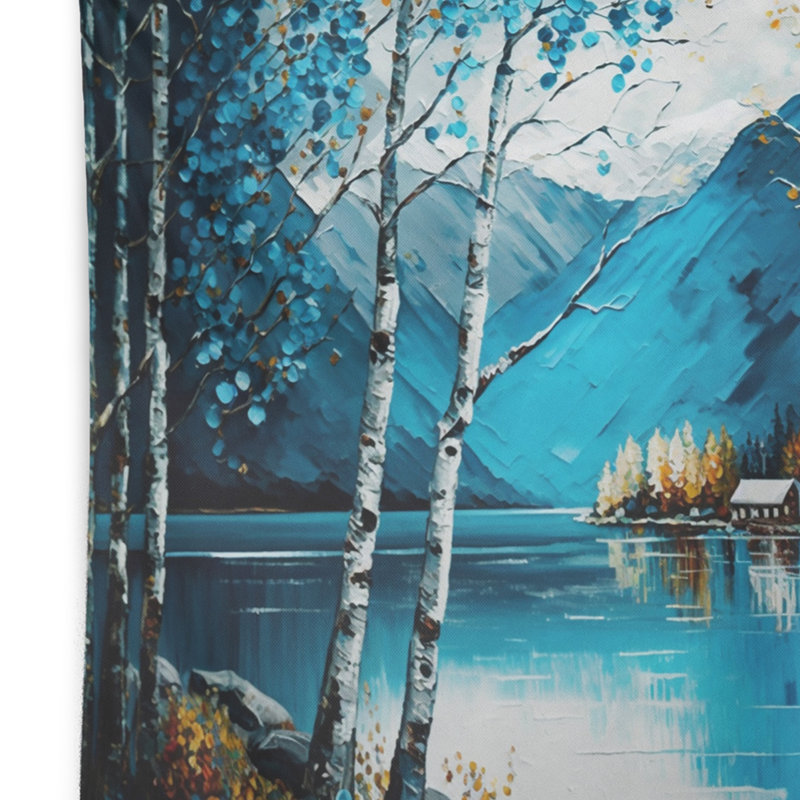 Tapisserie «Polyester Cabin by a Lake in Fall IV», H 32 po x l 39 po