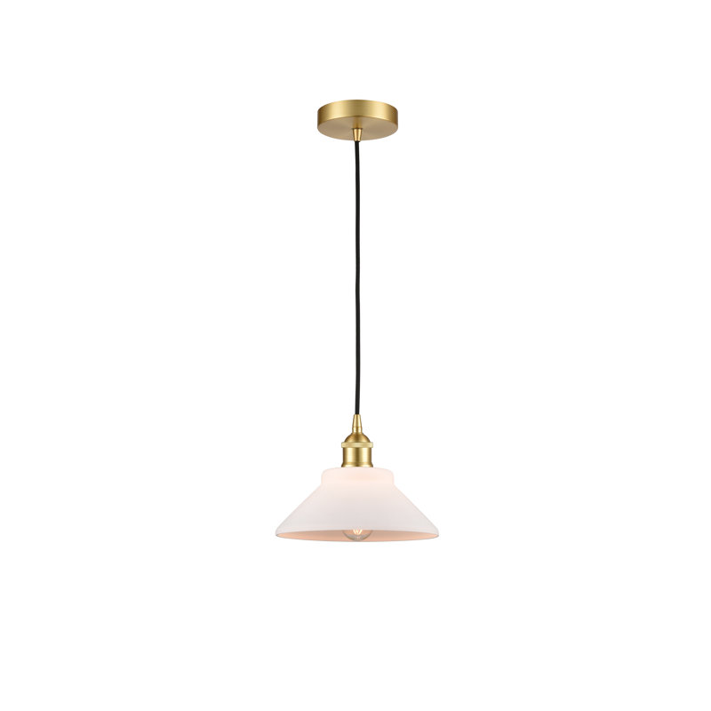 Luminaire suspendu conique à 1 lumière Choccolocco, Blanc mat, Or satiné