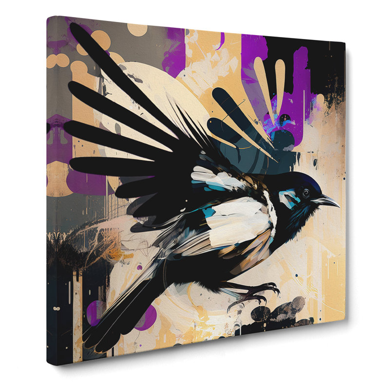 Magpie Abstract Expressionism - No Frame Print, 50cm H x 50cm W x 3cm D