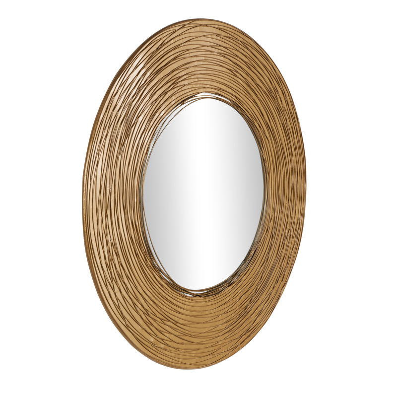 Crin Metal Abstract Gold Wall Mirror with Overlapping Wire Rings, 29.50" x 29.50"