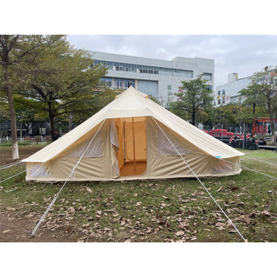 8-10 personnes 23 x 16,5 pi tente cloche en toile pour le glamping, tente toutes saisons avec toile lourde en coton pour le camping familial, la chasse en plein air ou les événements de fête.