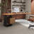 Nut-brown+Black+Clear Curved Solid Wood+Iron+Acrylic desks-107506940