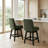 Swivel Counter Height Barstools Green Seat In Espresso Finish, Set of 2-1528874368-1528874428