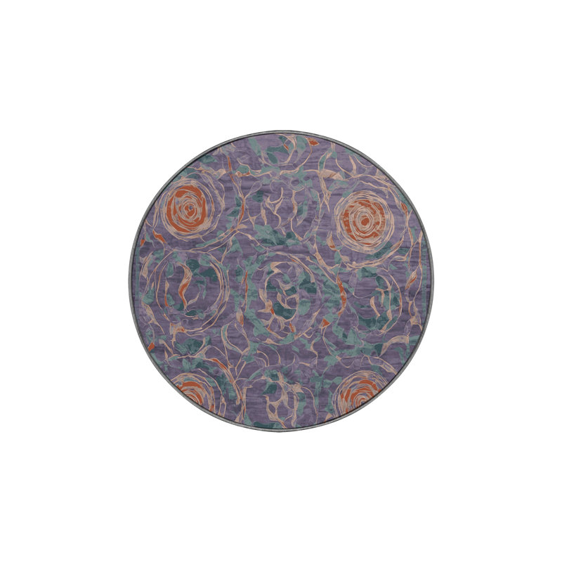 Tapis mauve soyeux et moelleux, Rond 3 pi
