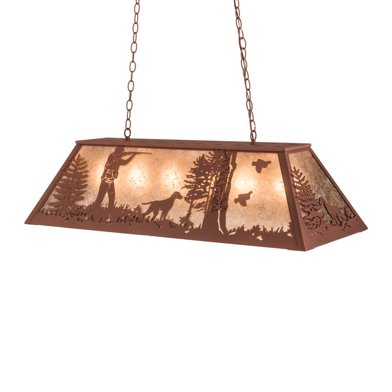 Rustic Lodge 6 - Light Pendant, 12.5" - 44" H x 42" W x 17" D, Rust, Rust
