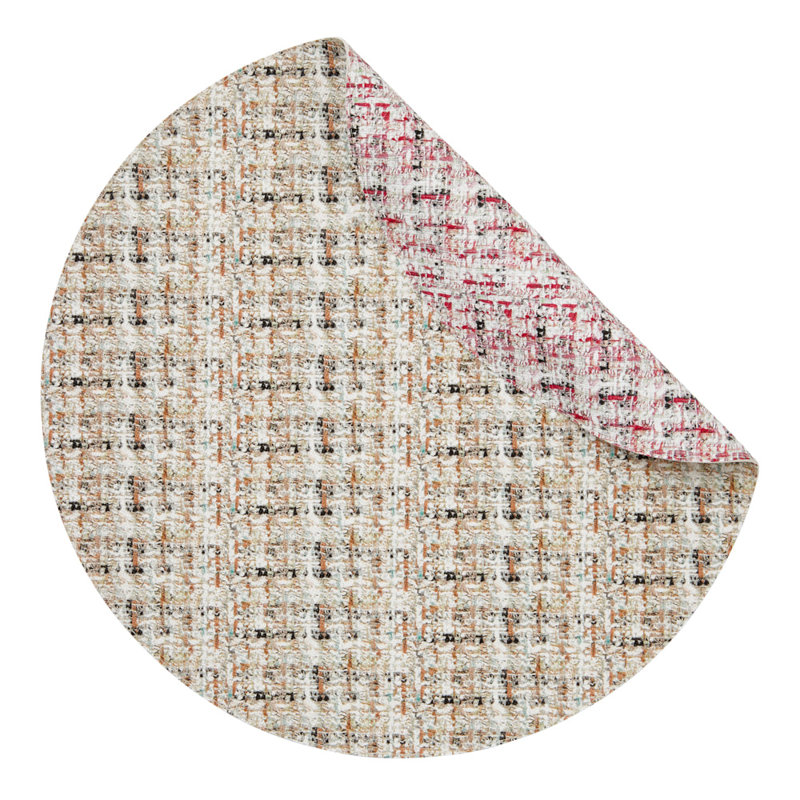 Coquette 100% Phthalate-free Vinyl Round Placemats, Natural/Magenta