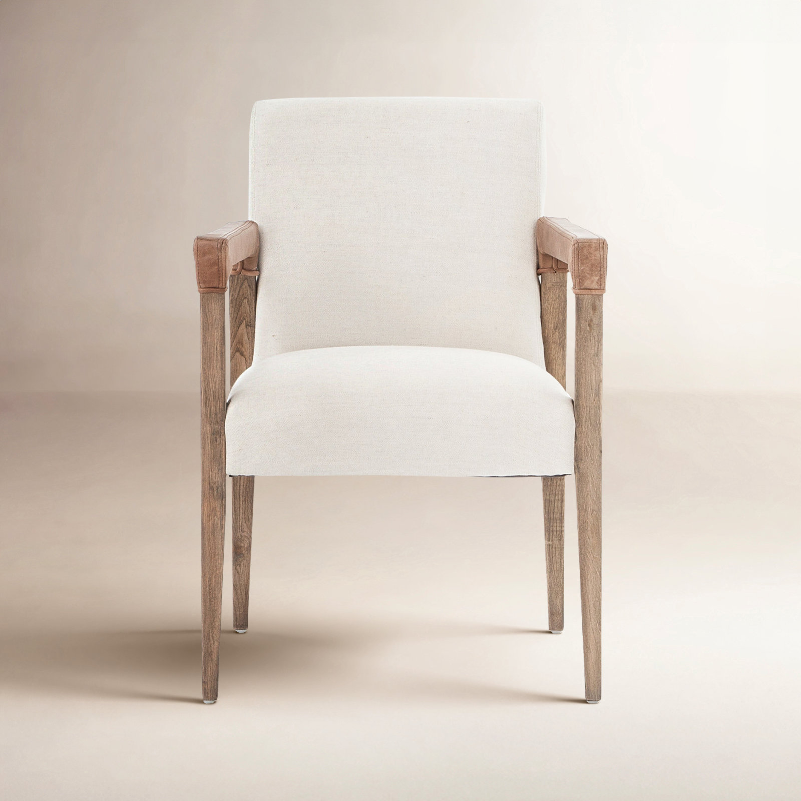 Morelle Linen Oak Dining Armchair, Polyester White