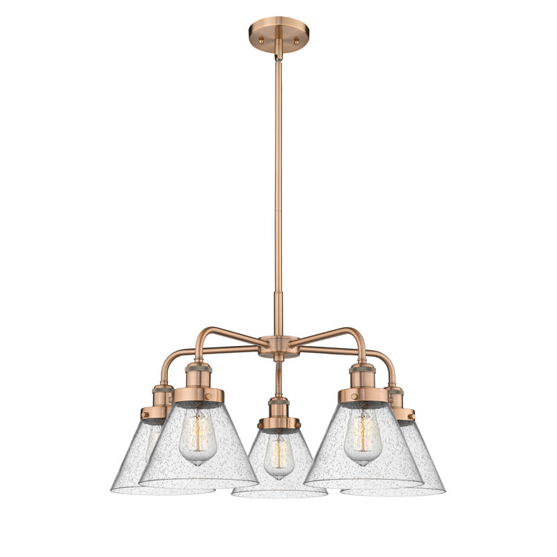 Lustre suspendu 5 lumières Cone, Grainé, Cuivre antique